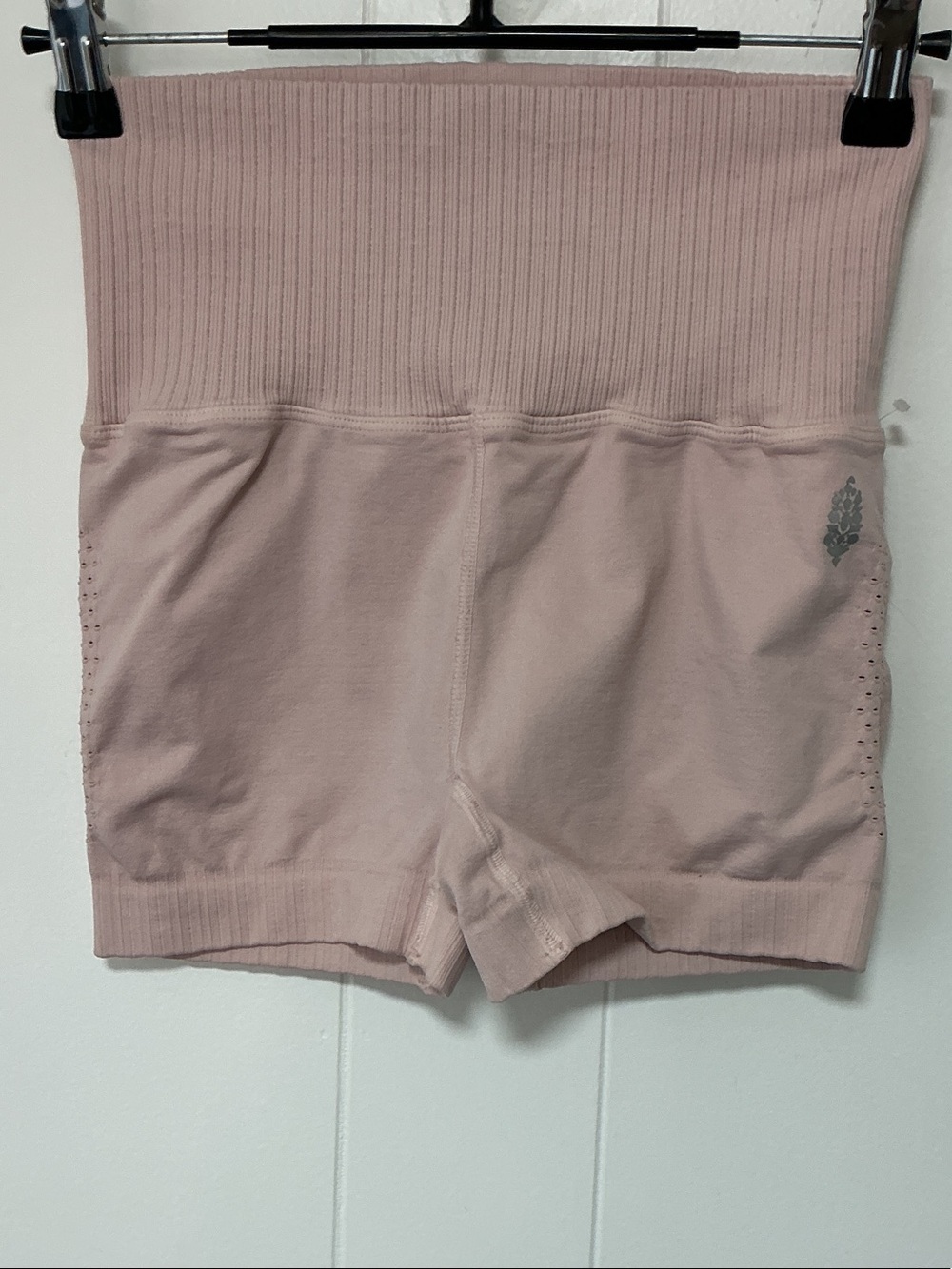 FP Movement by Free People Ribbed High-Waist Shorts in Dusty Pink